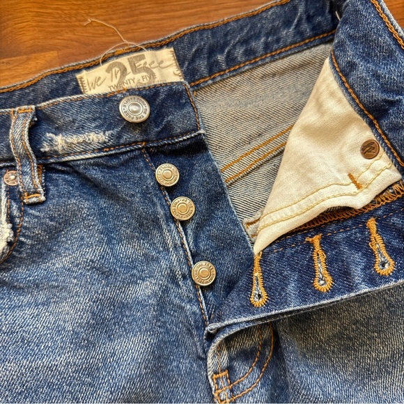 Free People | Blue Distressed Jean Shorts | Size 25 - Picture 5 of 5